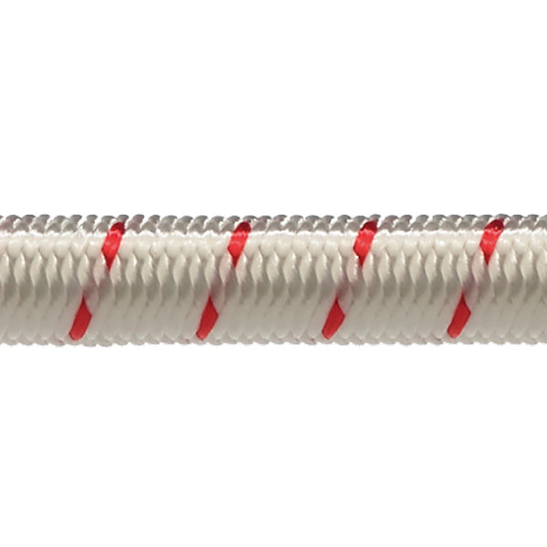 Robline, Elastisk lina 10mm Vit/Röd 100m, 166 kg brotthållfasthet