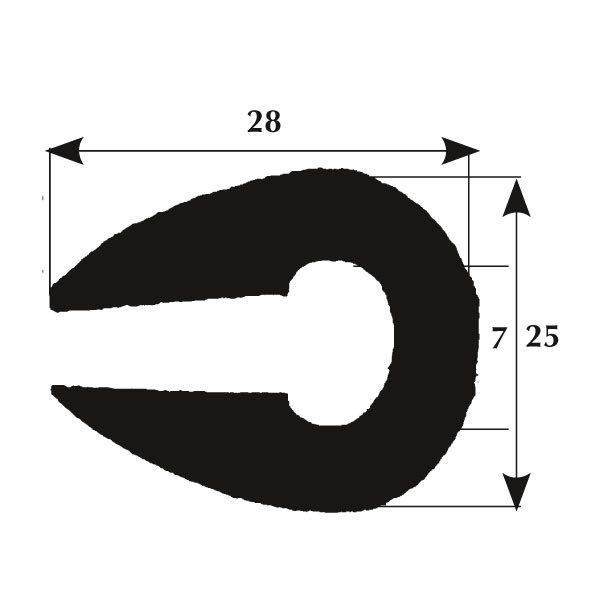 Fenderliste PVC 28x25mm sort, 50m