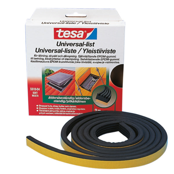 Tesa, Universallist, 10x5mm, Självhäftande EPDM, 5,0 m, Svart