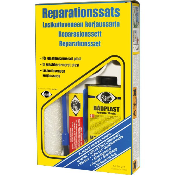 Plaststoppning, Reparationssats glasfiber 4 delar